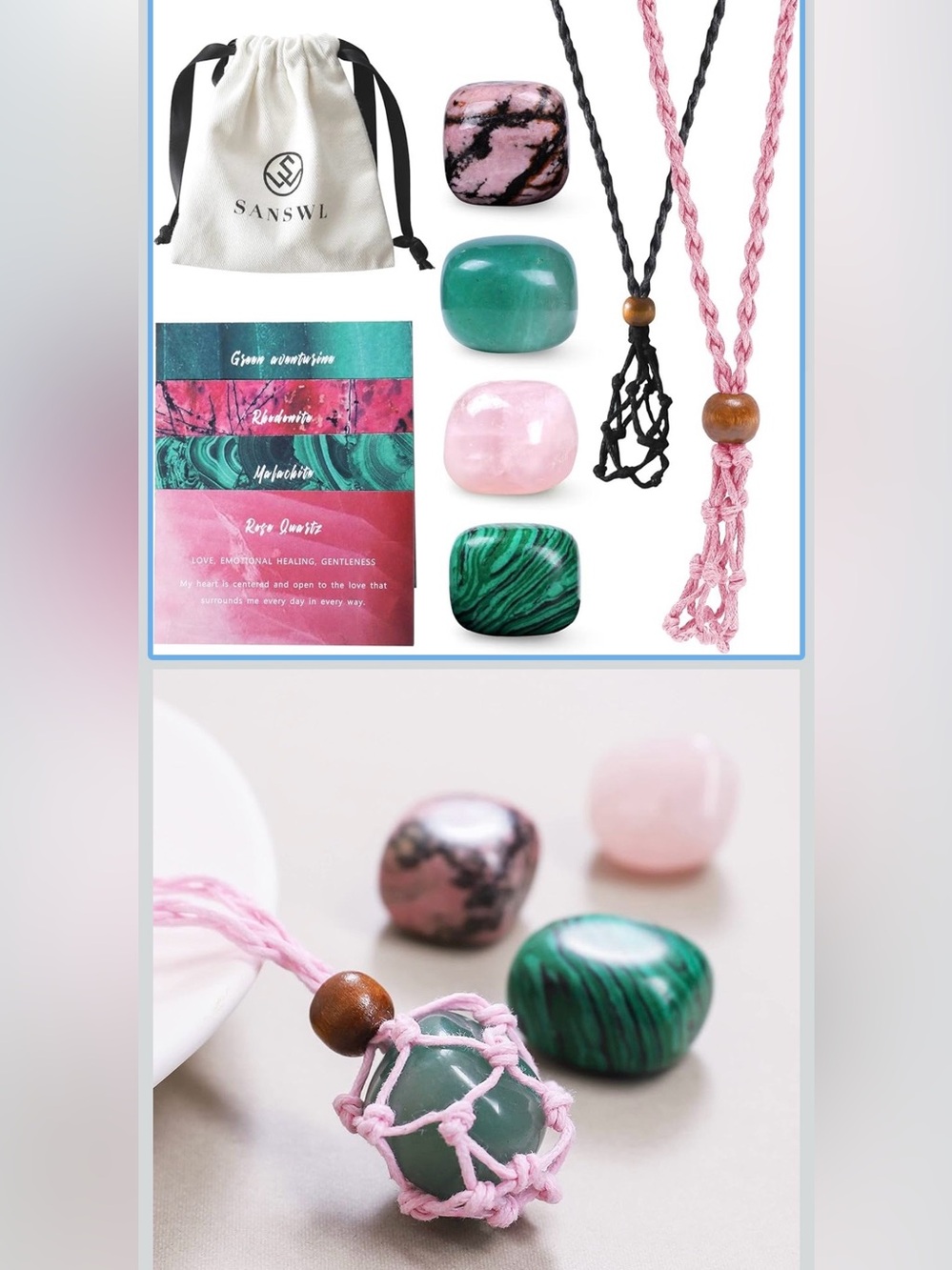 7 Chakra Healing Crystal Necklace Set — Handmade Boho Cord Cage
